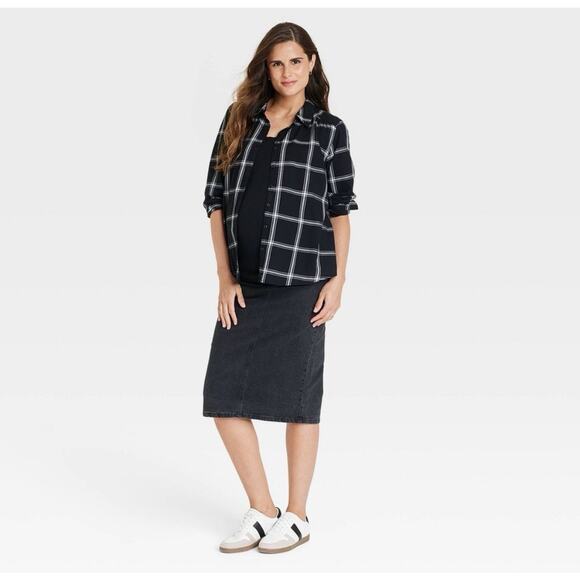 Isabel Maternity Woven Long Sleeve Button-Front Maternity Top Women’s M NWT - Picture 3 of 4